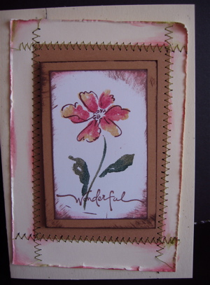 coloured with markers, machine stitching