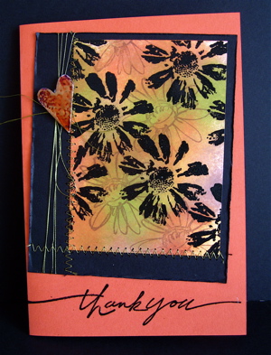 Emboss resist, machine stitching